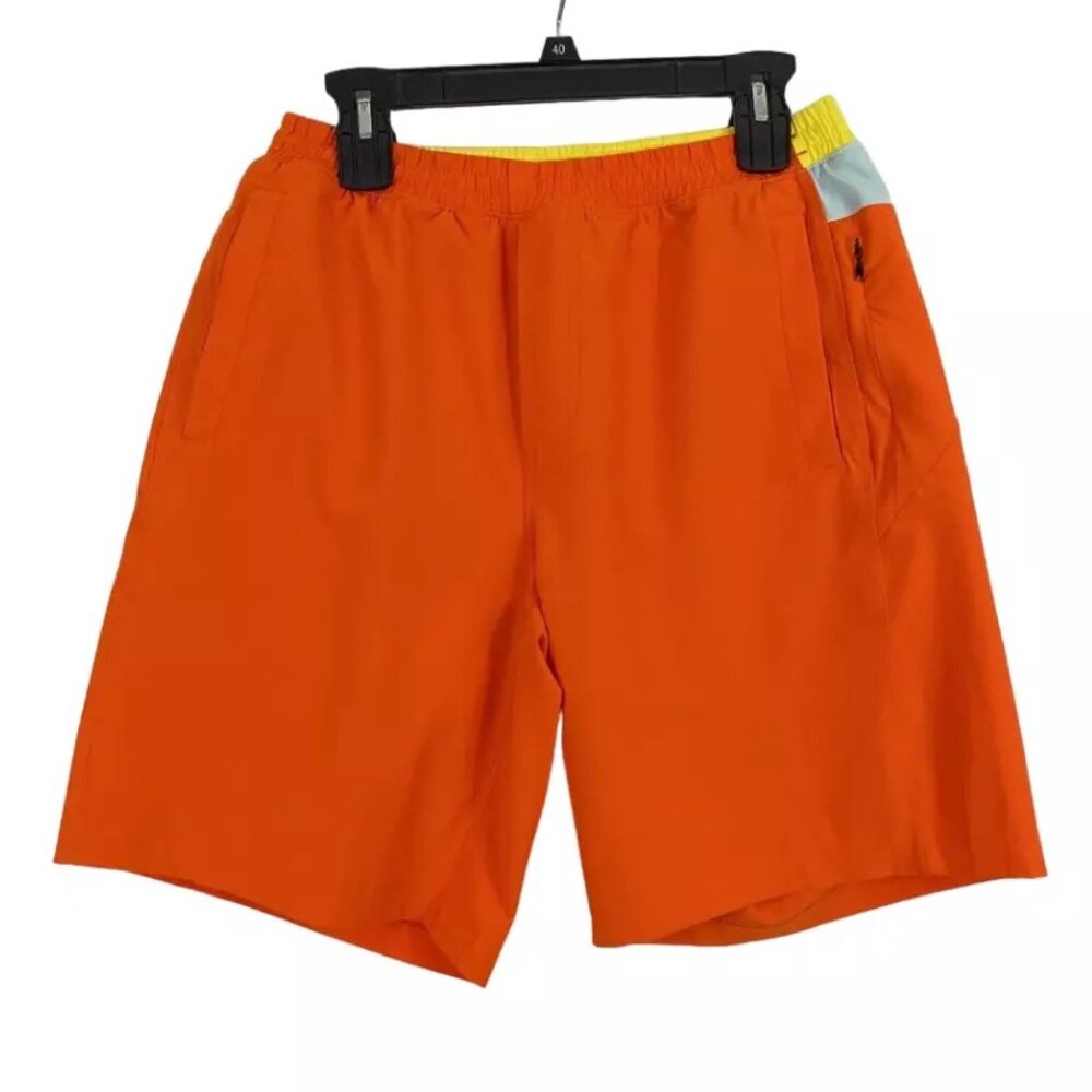 Birddogs Boom Mens Orange Blue Yellow Board Swim Athletic Shorts Size Large Long
